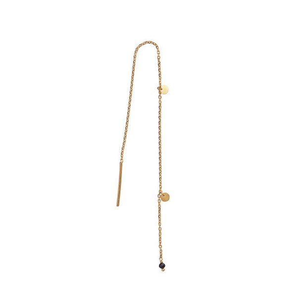 Stine A Dangling Petit Coin and Stone Black Spinel/Guld 