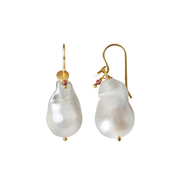Stine A Baroque Pearl Earring With Gemstone/Guld 