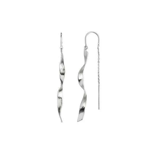 Stine A Long Twisted Hammered Earring With Chain/Slv 