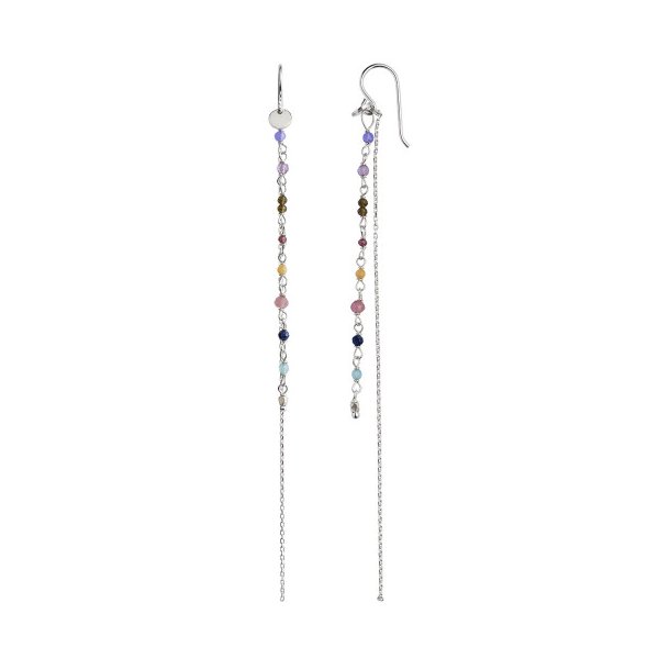 Stine A Petit Gemstones With Long Chain Earring Berry Mix/Slv 