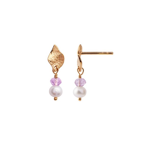 Stine A Ile De L'Amour With Pearl and Light Amethyst Earring/Guld 