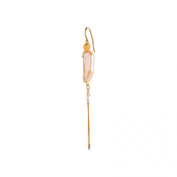 Stine A Long Baroque Pearl with Chain Peach sorbet/Gold