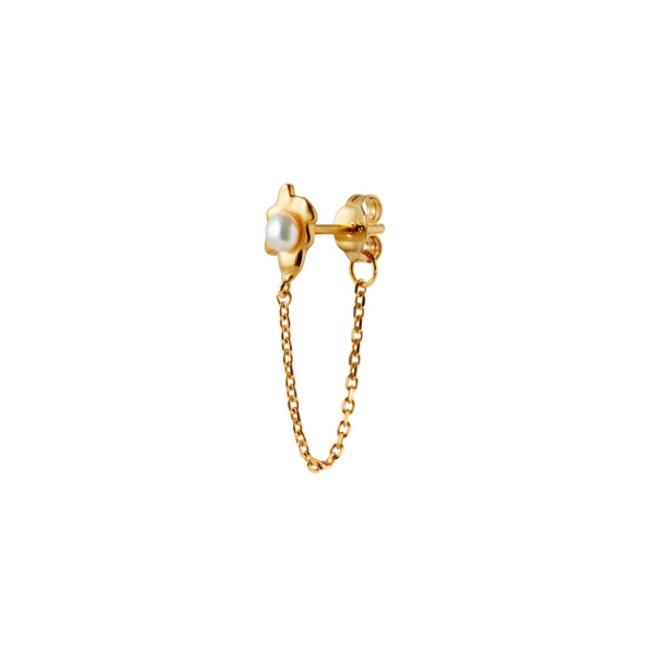 Stine A Shelly Pearl Earring with chain/Gold